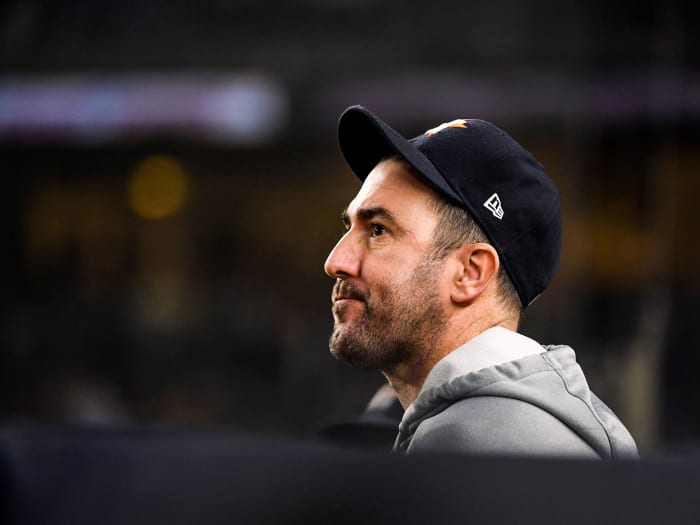 Justin Verlander standing in the dugout